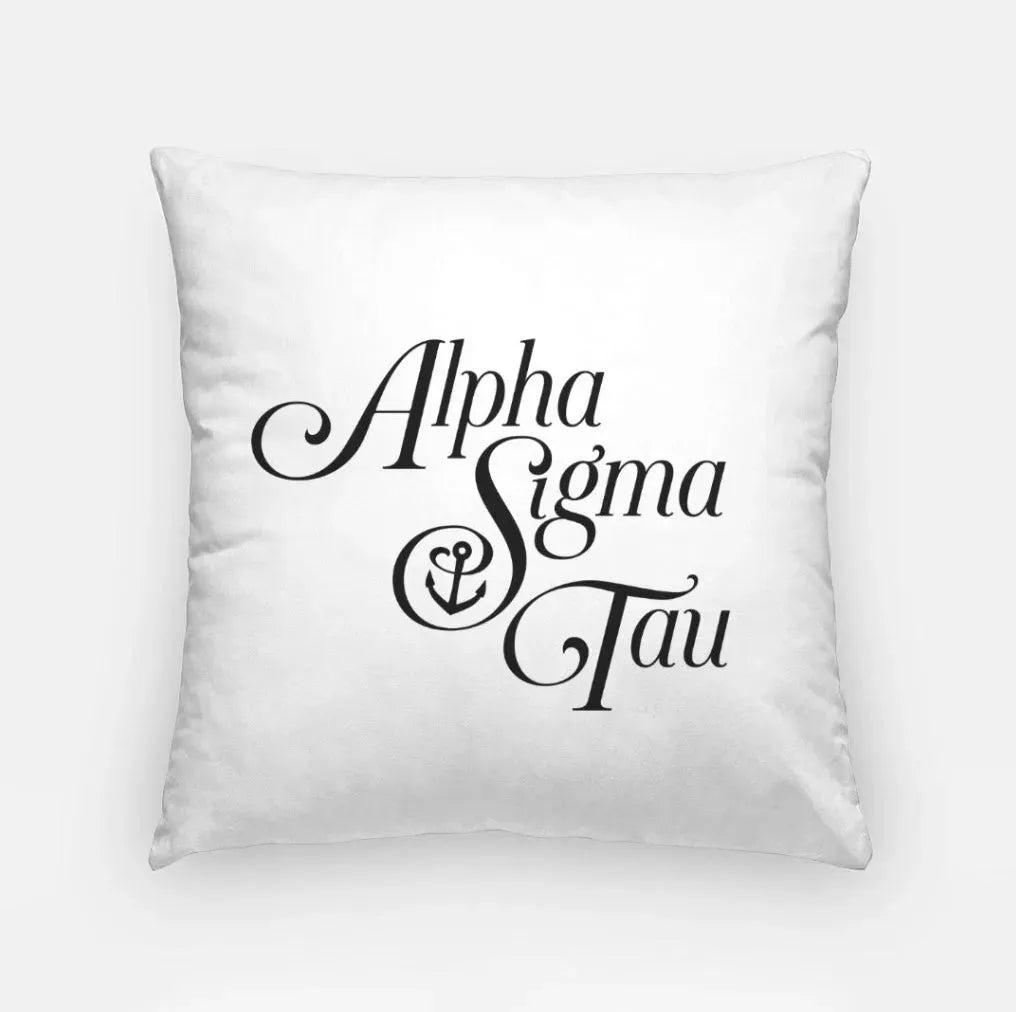 Alpha Sigma Tau 18" Traditional Throw Pillow Cover White and Black Pillow Covers