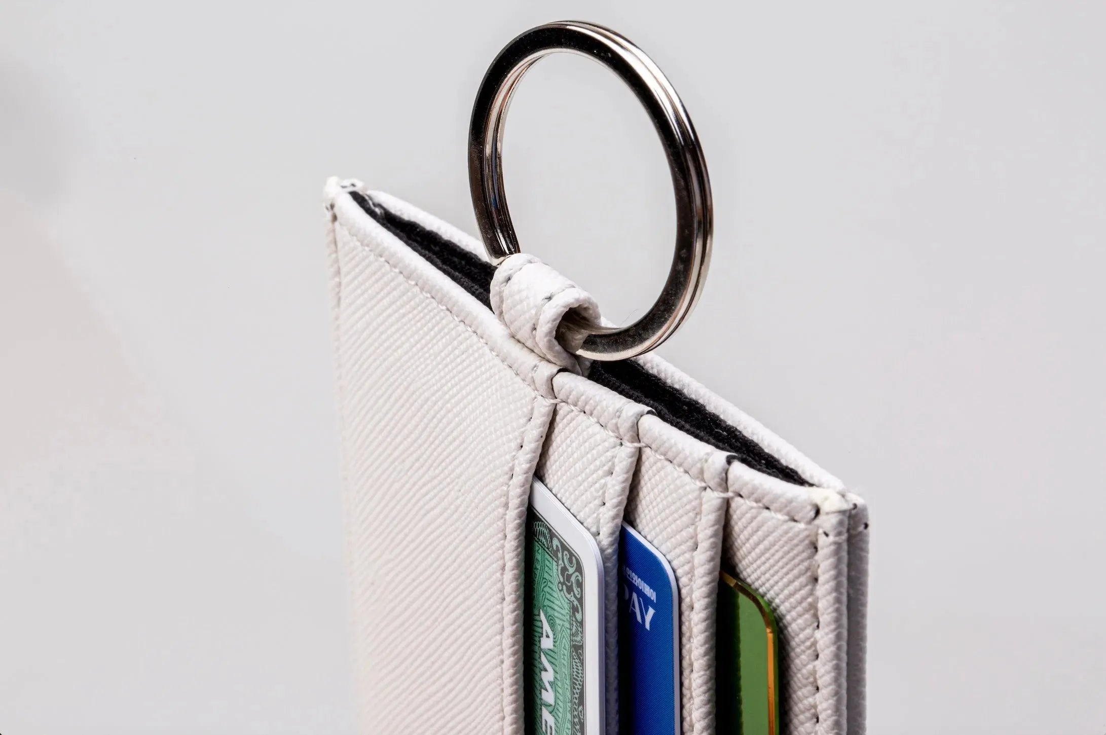 #UKIENATION Striped Vegan Saffiano Leather Keychain Card Holder - Campus Greek Fit