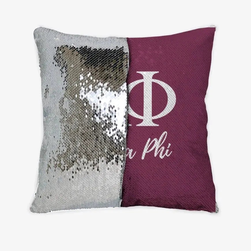 Alpha Phi Sequin Pillow Cover - Bordeaux Pillow Covers