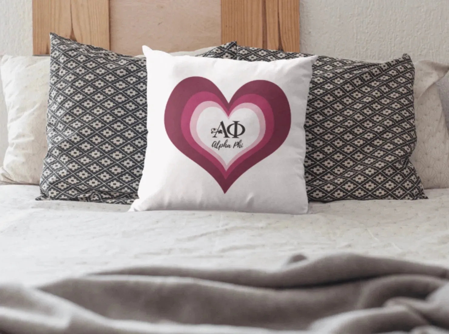 Alpha Phi 18" Throw Pillow Cover - Heart Pillow Covers