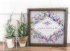 Alpha Delta Pi 12x12 Wood Framed Sign - Purple Floral Diamond Frame | ADPi Gifts