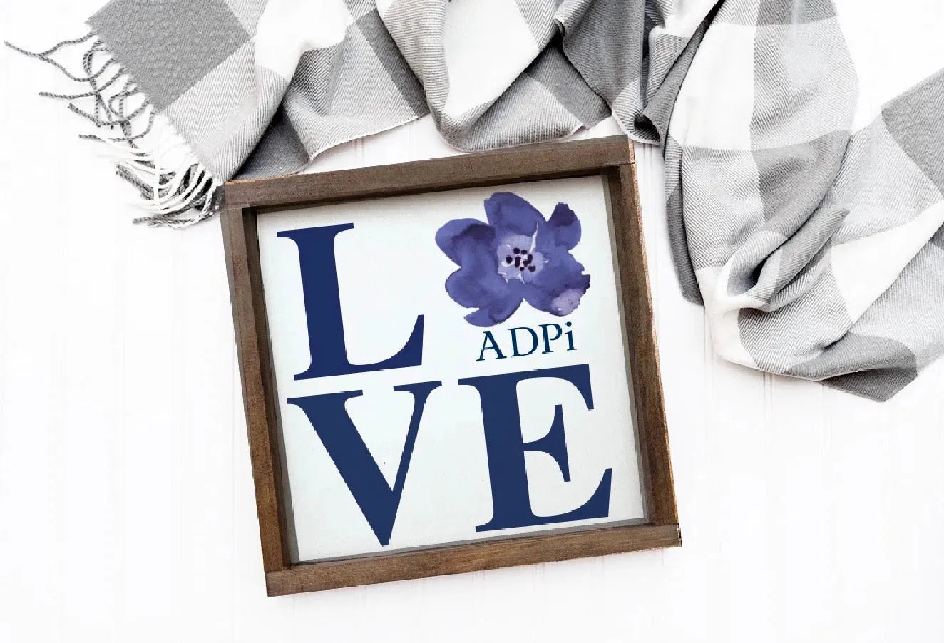 Alpha Delta Pi 12x12 LOVE Wood Framed Sign Wall Art & Signs
