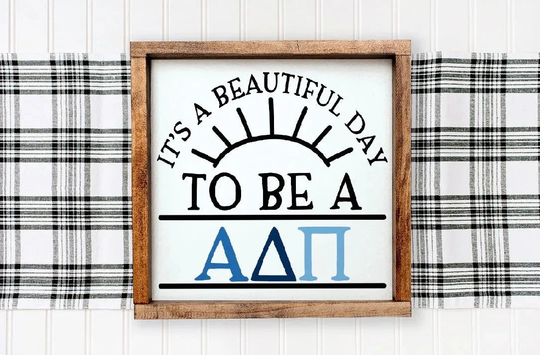 Alpha Delta Pi 12x12 Wood Framed Sign - Beautiful Day Wall Art & Signs