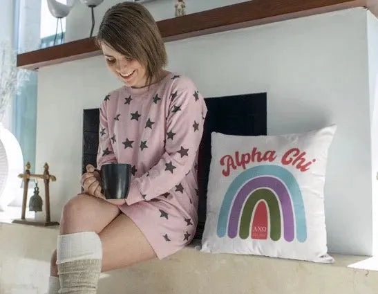 Alpha Chi 18" Rainbow Throw Pillow Cover Pillow Covers