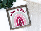 Alpha Phi 12x12 Wood Sign - Rainbow | APhi Wall Art | Custom Gifts