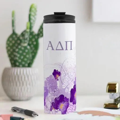 Alpha Delta Pi Thermal Tumbler 16 oz.- Violets Drinkware