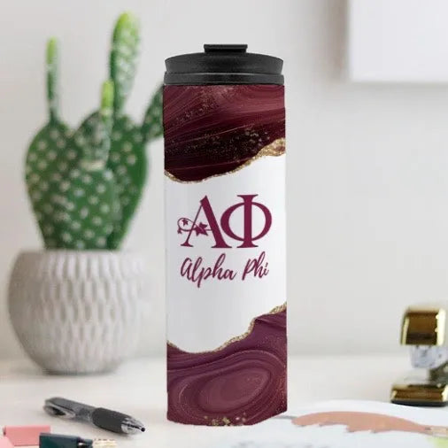 Alpha Phi Thermal Tumbler 16 oz. - Geode | Gifts | Water Bottles | Festive Fit Home