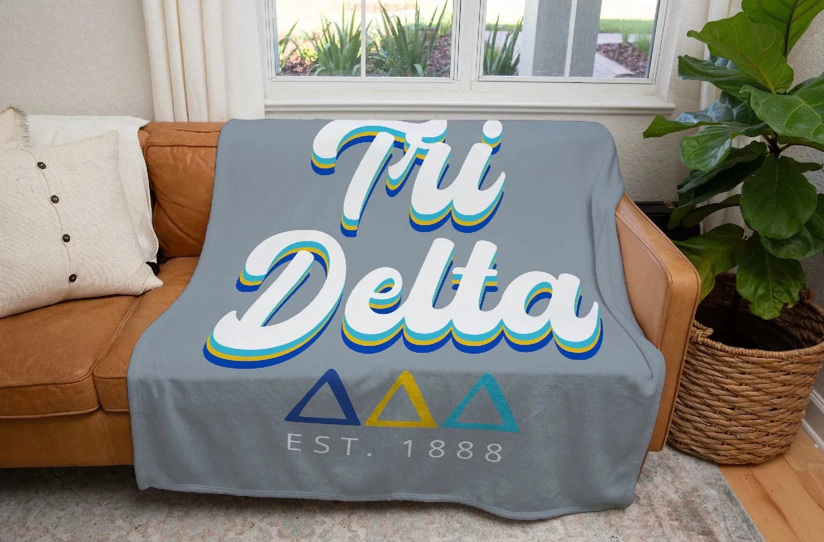 Tri Delta XL 60x80. Retro Sherpa Throw Blanket Throw Blankets