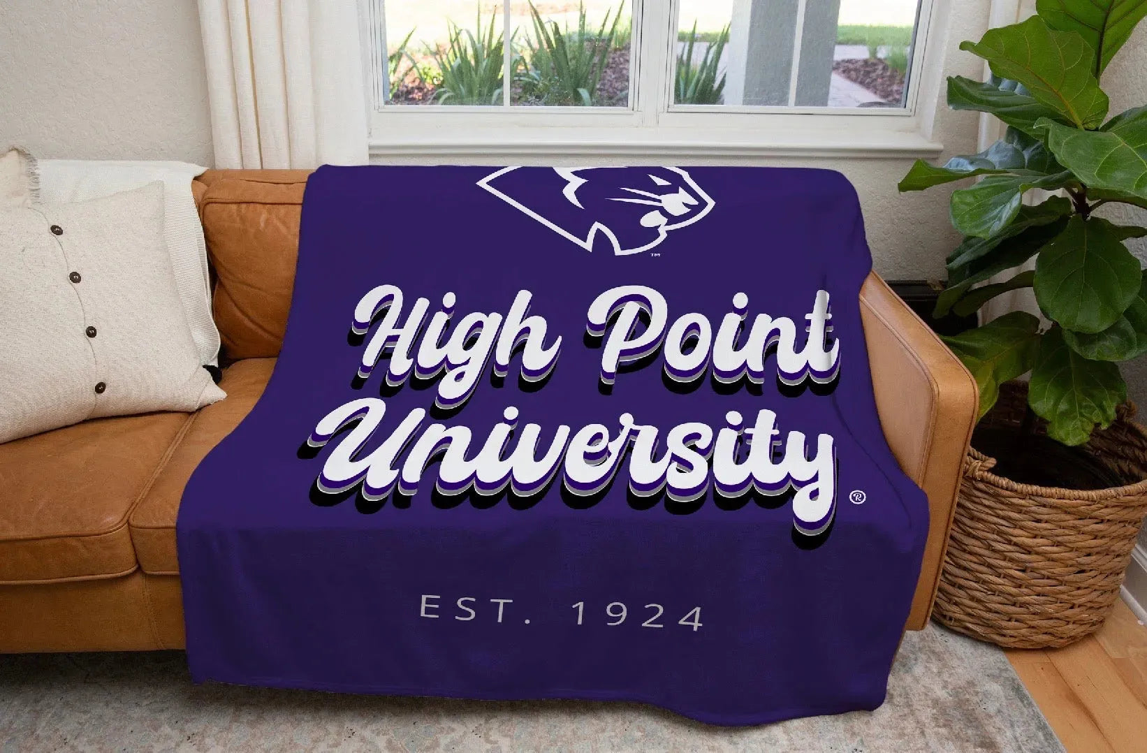 High Point University Sherpa Blanket - Retro XL 60"x80" Throw Blankets
