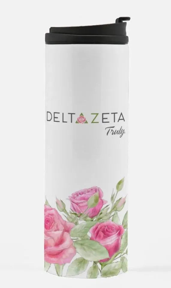 Delta Zeta Thermal Tumbler - Pink Roses 16 oz. Drinkware