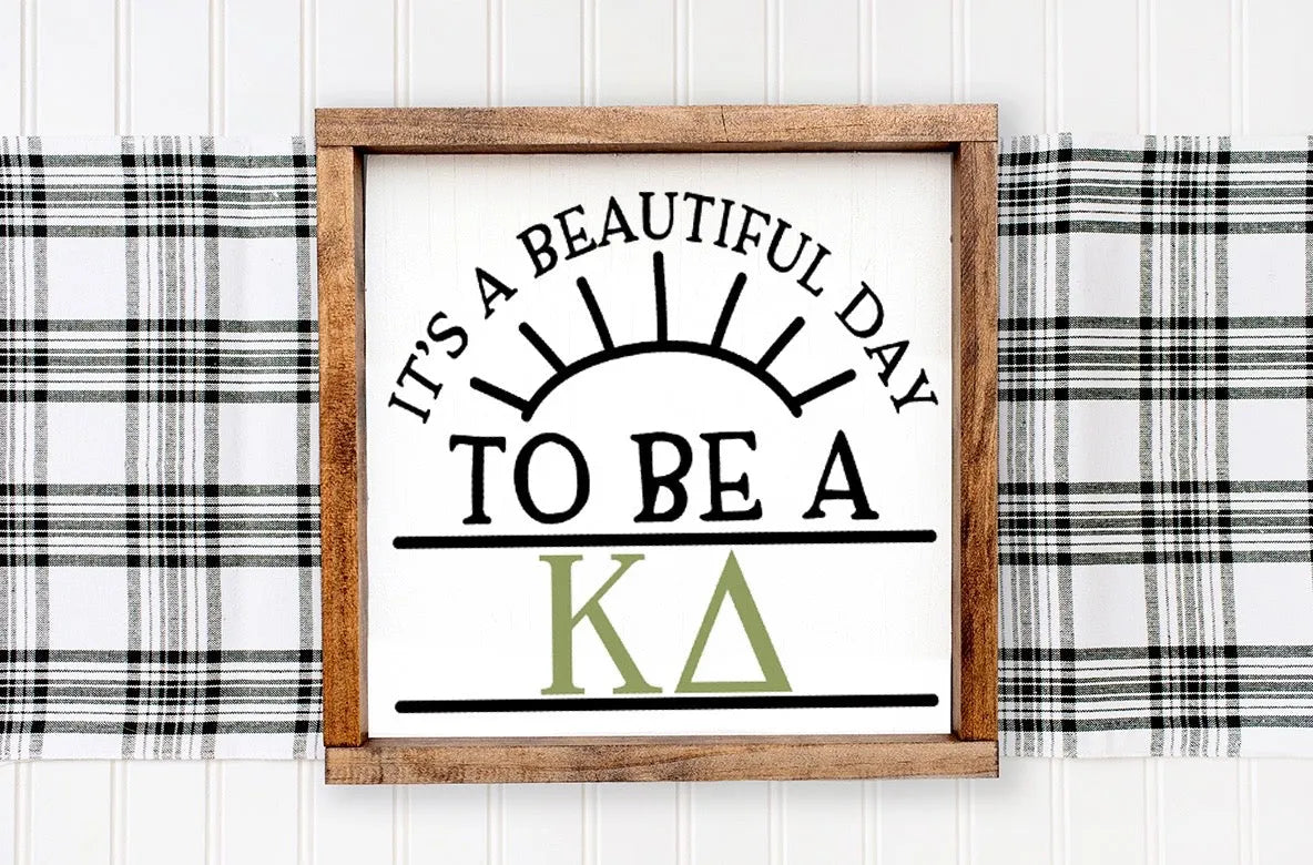 Kappa Delta 12x12 Wood Framed Sign - Beautiful Day | Big Little Gifts