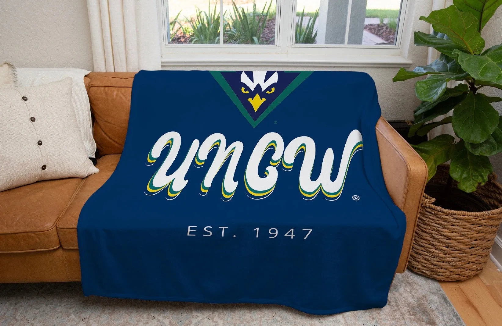 UNCW Sherpa Blanket - Retro Letters - 60" x 80" | Gifts and Decor | Festive Fit Home