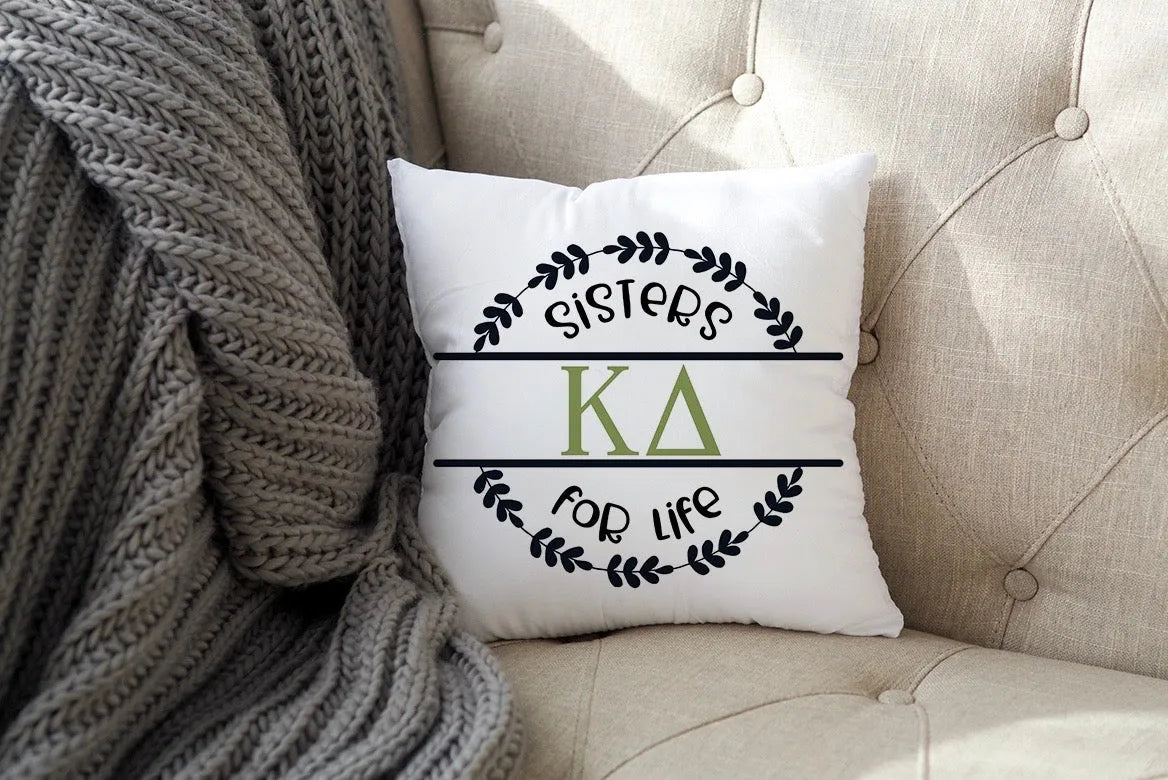 Kappa Delta Throw Pillow Cover  18" - Sisters for Life | Gifts  and Decor | Festive Fit Home