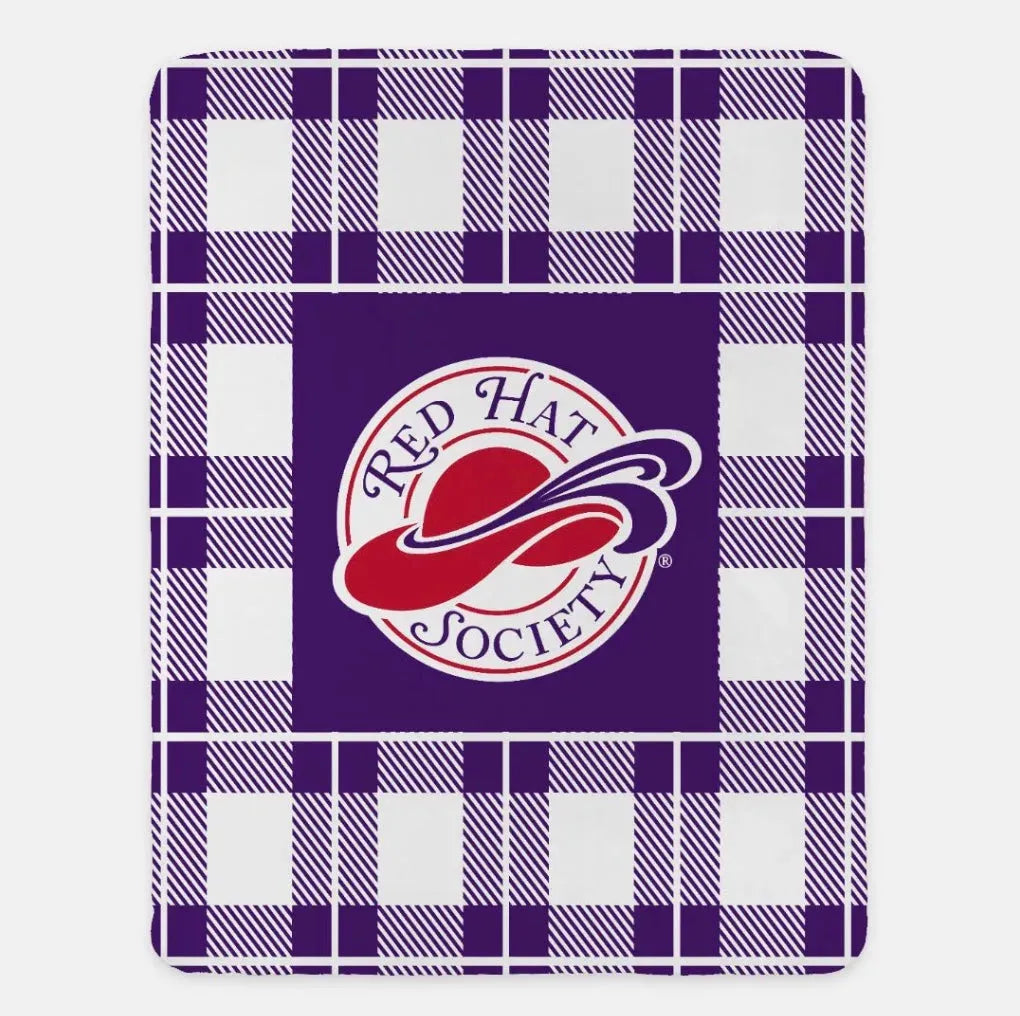 Red Hat Society Blanket - Plaid Purple Throw Blankets