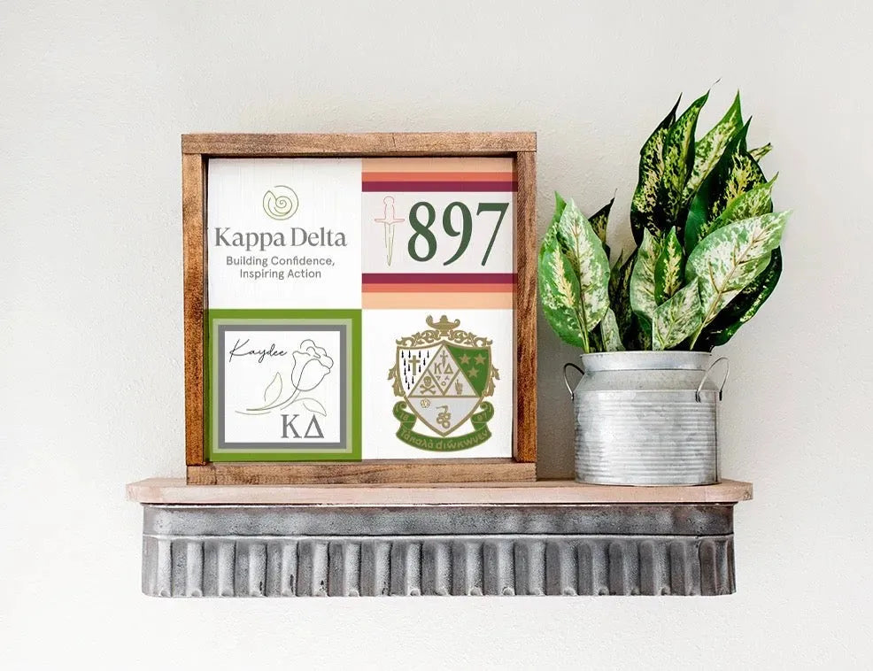 Kappa Delta 12x12 Wood Framed Sign - Classic Color Block Wall Art & Signs