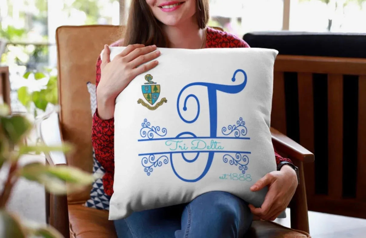 Tri Delta Monogram 18" Throw Pillow Cover Pillow Covers