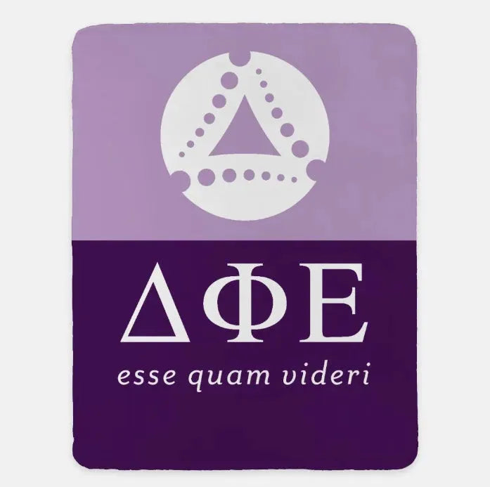 Delta Phi Epsilon XL 60x80 Sherpa Throw Blanket - Color Block Light Purple Throw Blankets