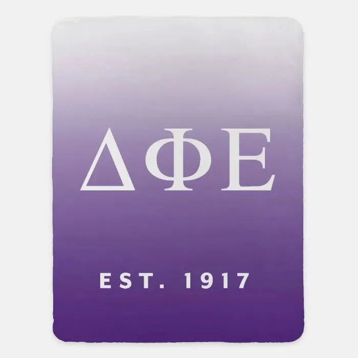 Delta Phi Epsilon XL 60x80 Sherpa Throw Blanket - Gradient Purple Throw Blankets