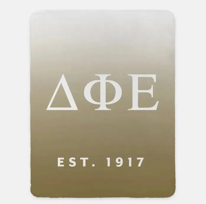 Delta Phi Epsilon XL 60x80 Sherpa Throw Blanket - Gradient Gold Throw Blankets