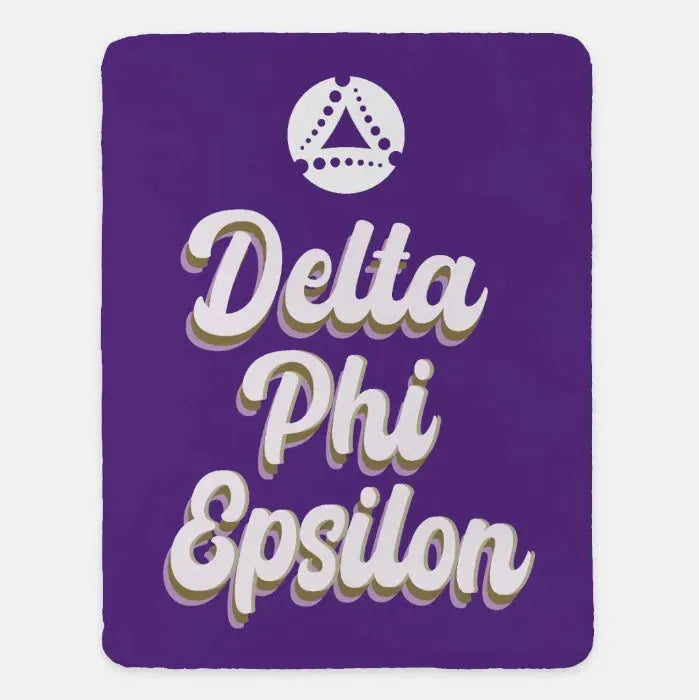 Delta Phi Epsilon XL 60x80 Sherpa Blanket - Retro Purple Throw Blankets