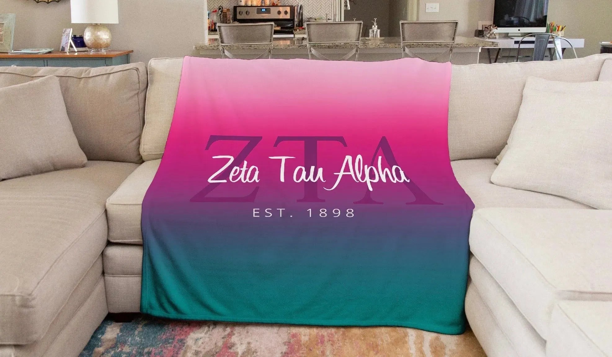 Zeta Tau Alpha XL 60x80 Sherpa Blanket - Gradient Throw Blankets