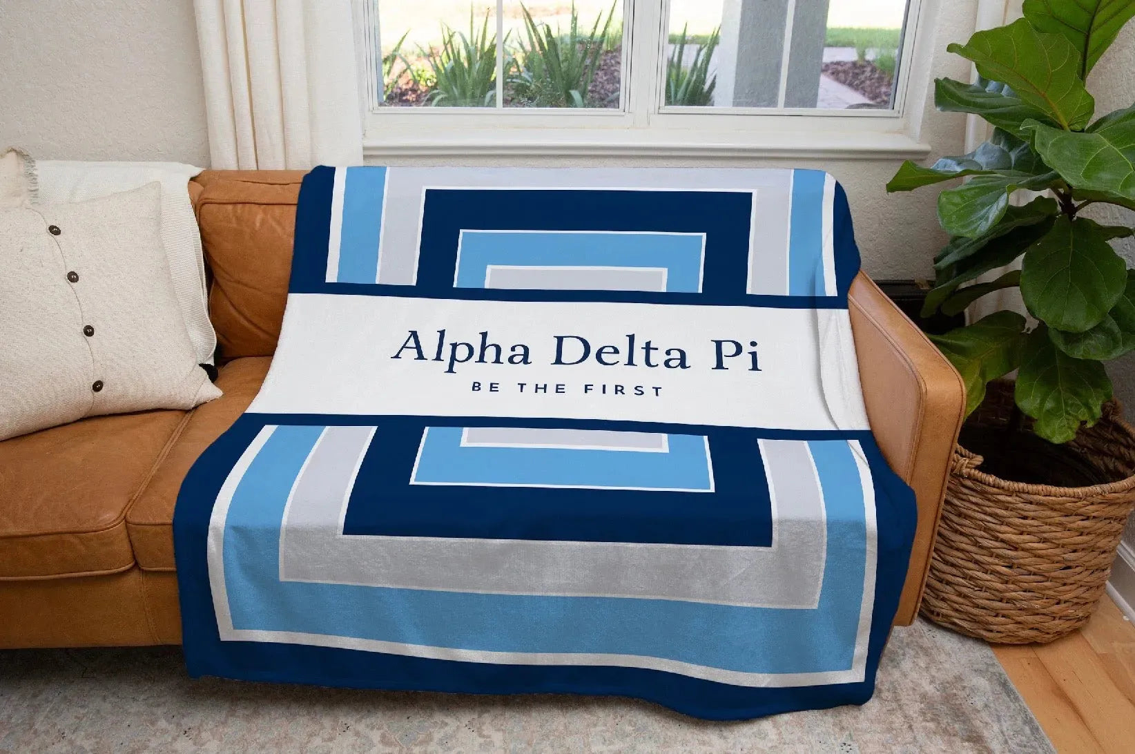 Alpha Delta Pi XL 60x80 Sherpa Throw Blanket - Geo Throw Blankets