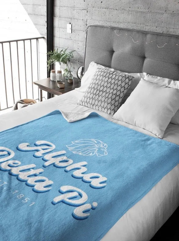 Alpha Delta Pi XL 60x80 Alphie Retro Sherpa Throw Blanket | ADPI Gifts