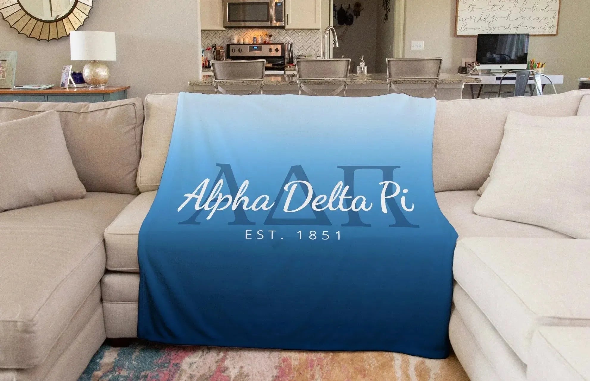 Alpha Delta Pi XL 60x80 Sherpa Throw Blanket - Midnight Gradient Throw Blankets