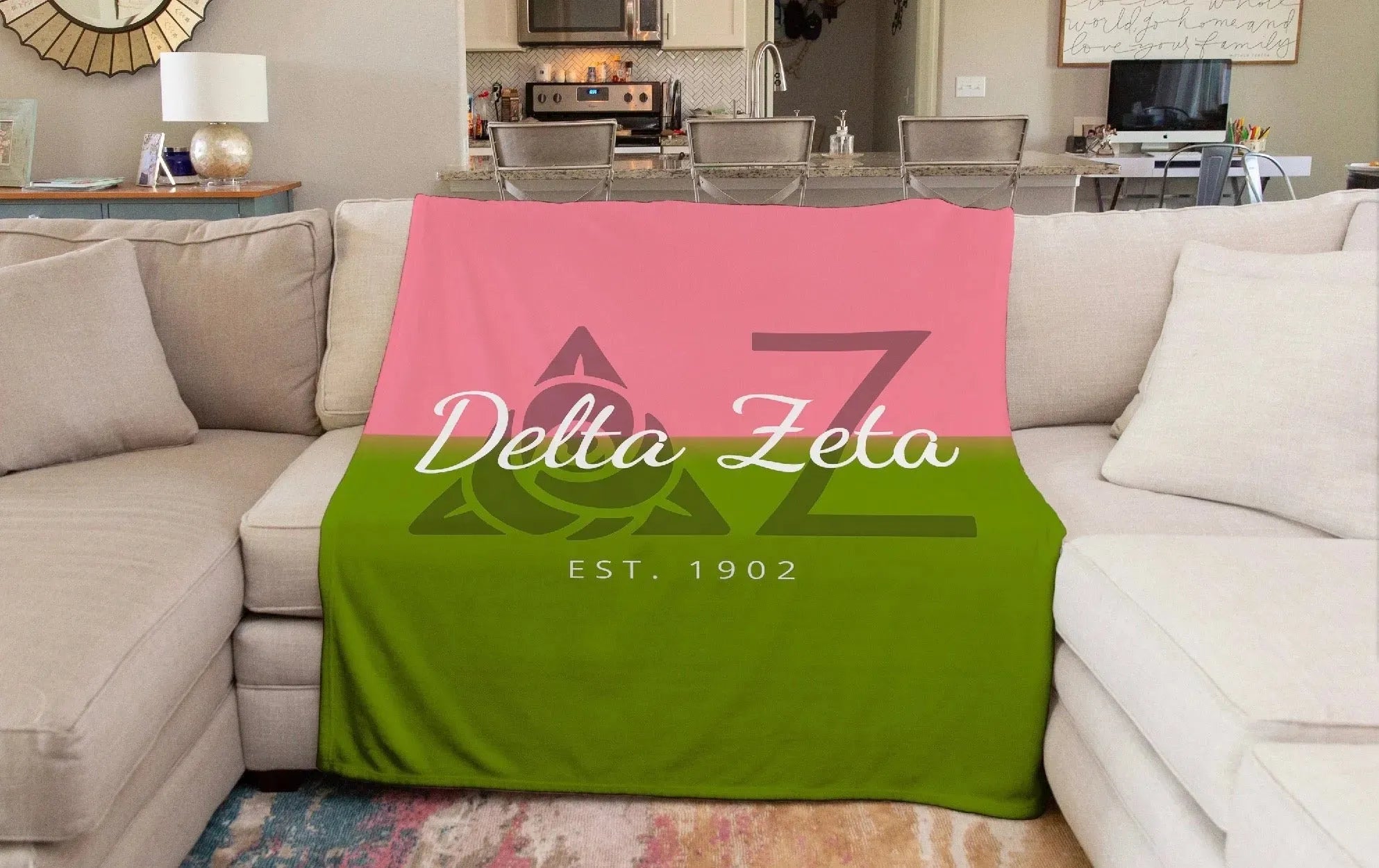 Delta Zeta XL 60x80 Sherpa Throw Blanket - Color Split Throw Blankets