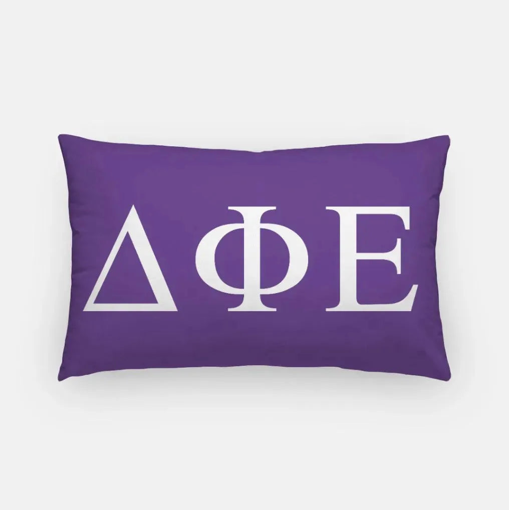 Delta Phi Epsilon Lumbar Pillow Cover - Greek Letters Purple Pillow Covers