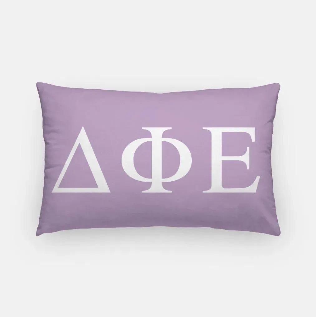 Delta Phi Epsilon Lumbar Pillow Cover - Greek Letters Light Purple Pillow Covers