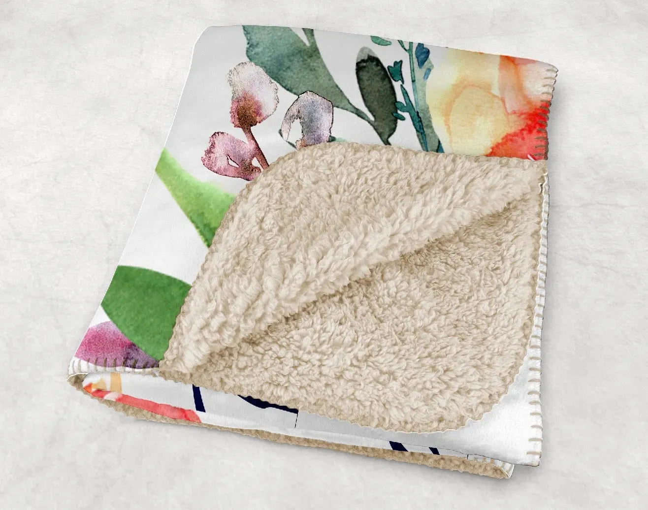 Zeta Tau Alpha XL 60x80 Sherpa Blanket -Floral Throw Blankets