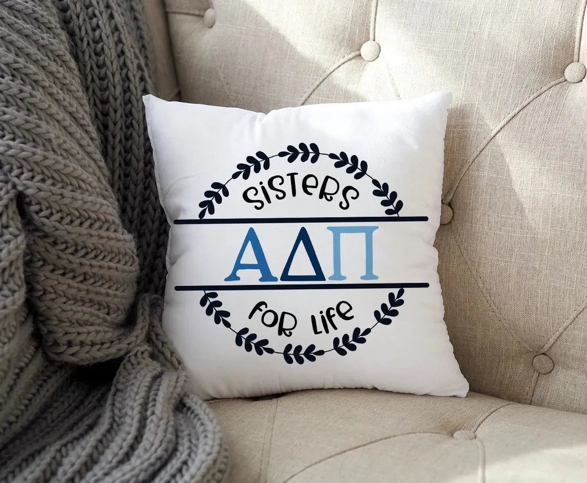 Alpha Delta Pi 18" Throw Pillow Cover - Sisters for Life Pillow Covers