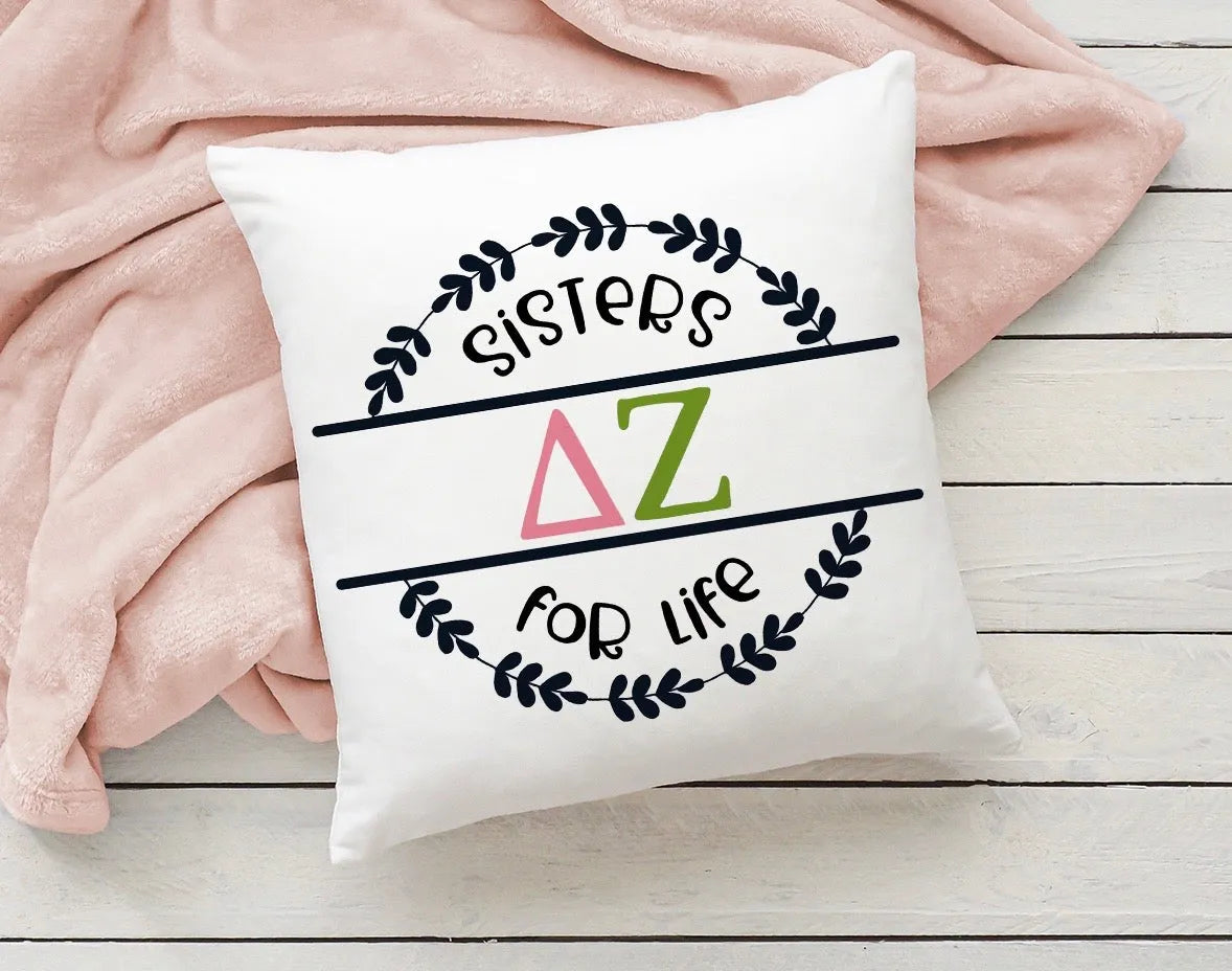 Delta Zeta Throw Pillow Cover 18" - Sisters for Life | Gifts and Decor | Festive Fit Home