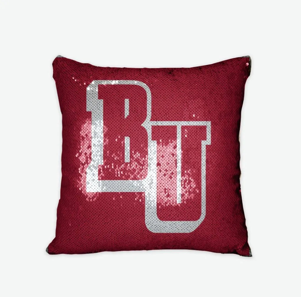 Belmont University BU Sequin Pillow Cover | Custom Gifts & Dorm Decor