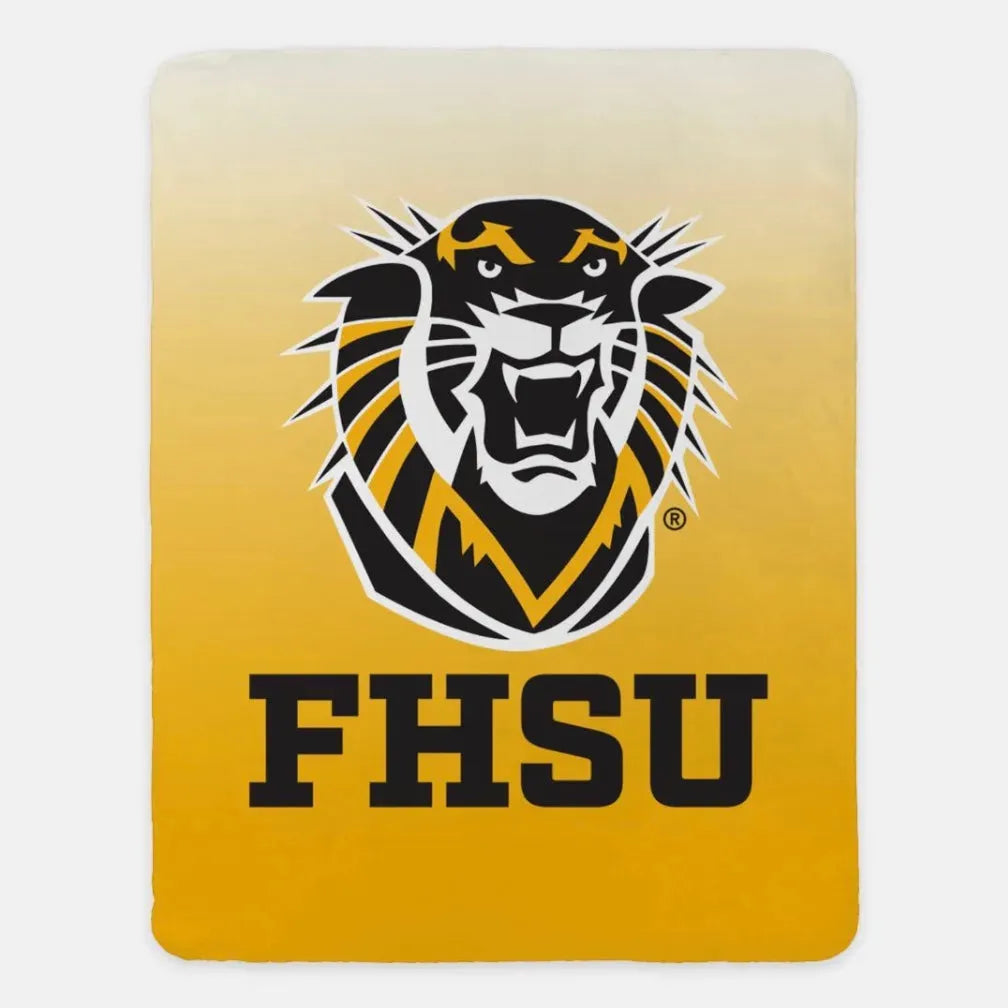 Fort Hays State University XL 60x80 Sherpa Throw Blanket - Gradient Gold Throw Blankets