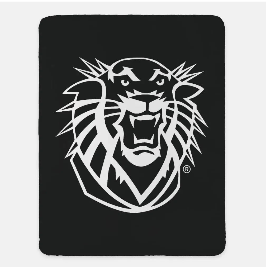 Fort Hays State University XL 60x80 Tiger Sherpa Throw Blanket Black Throw Blankets