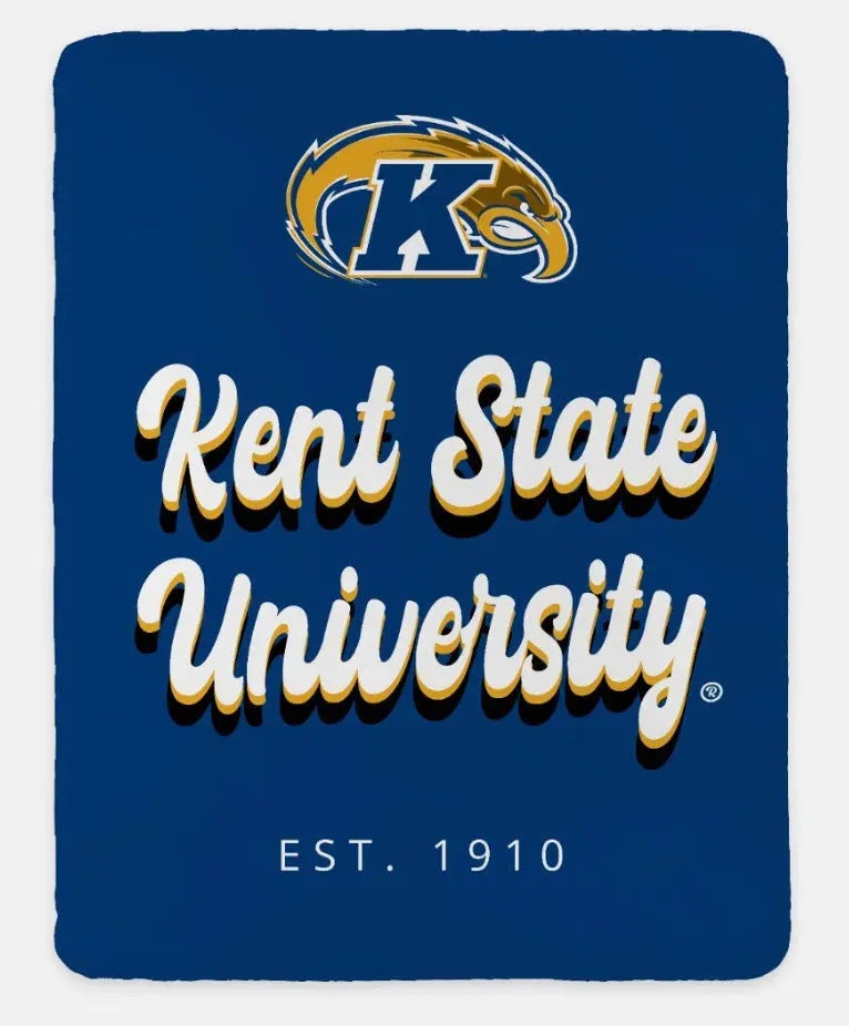 Kent State University XL 60x80 Sherpa Throw Blanket - Retro Letters Throw Blankets