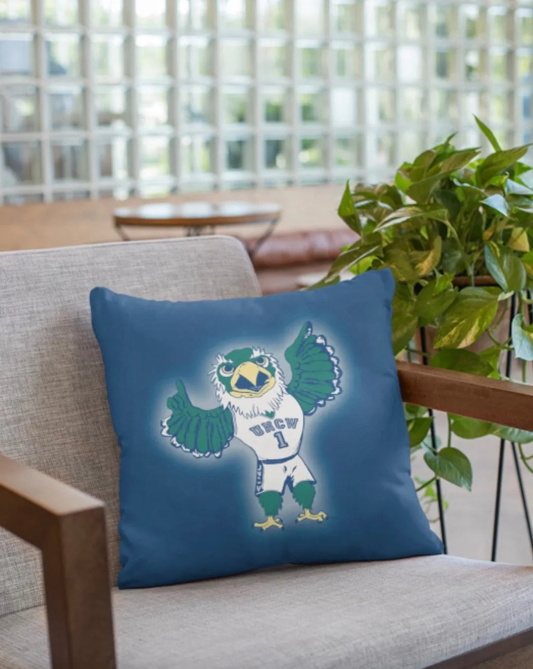 UNCW Sammy Seahawk Throw Pillow Cover - 18" | Gifts and Decor | Festive Fit Home