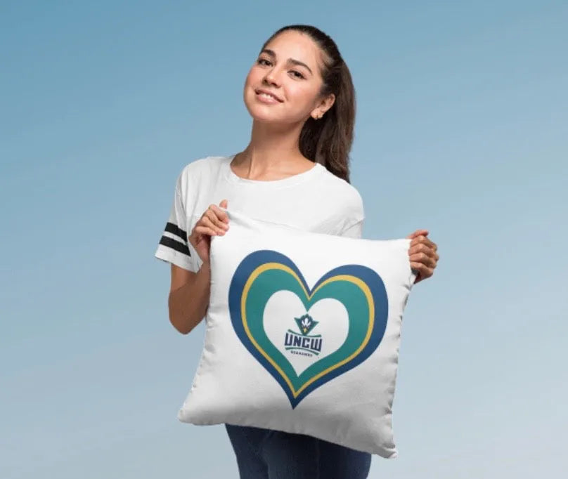 UNCW Layered Heart Throw Pillow - 18" | Gifts and Decor | Merchandise | Festive Fit Home