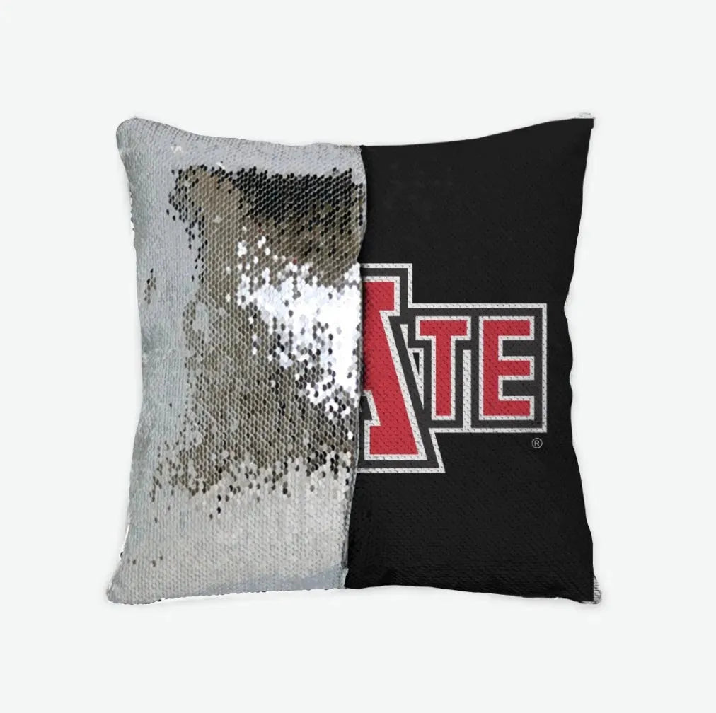 Arkansas State University Sequin Pillow Cover - STATE Red Silver Pillow Covers