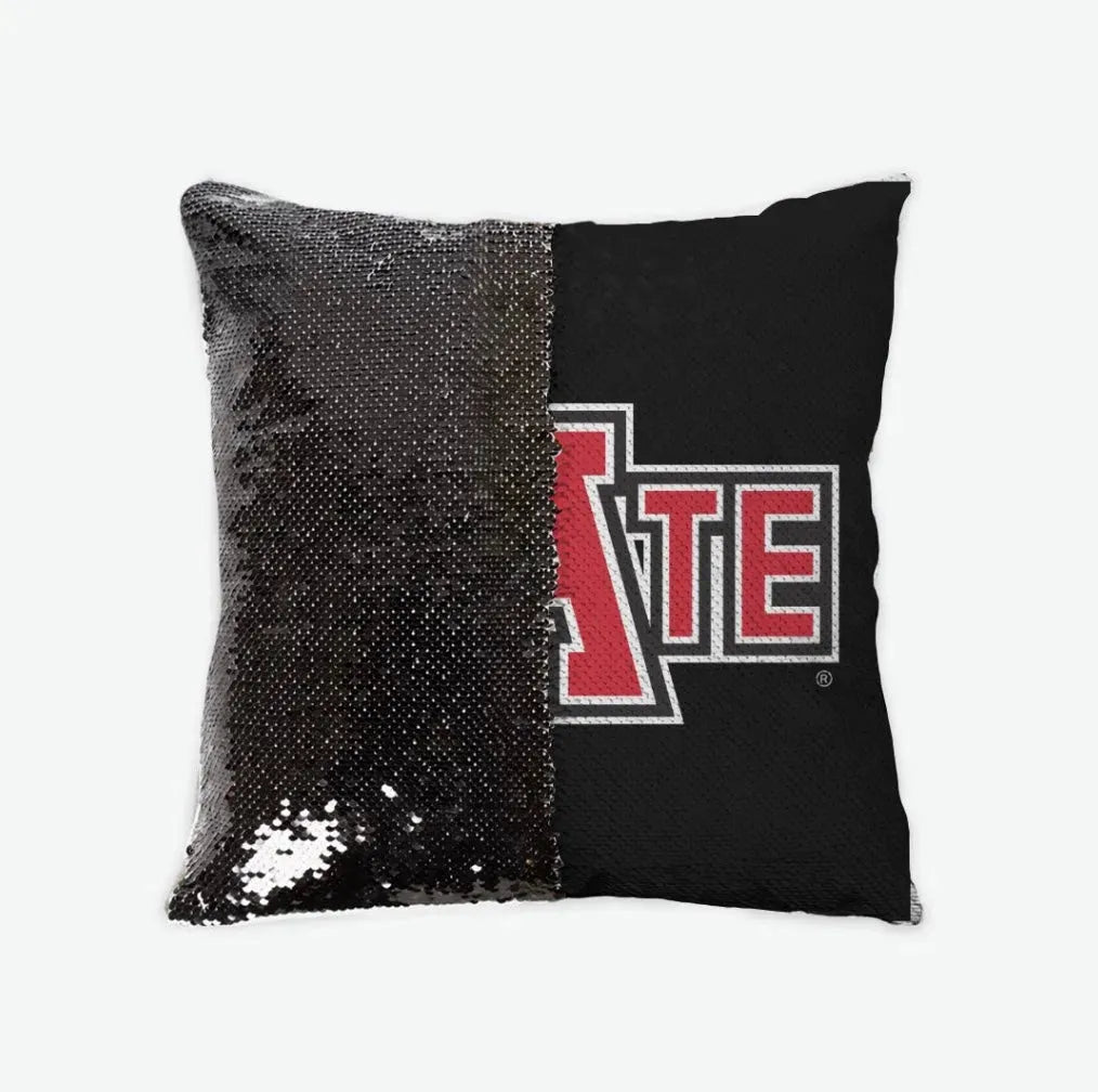 Arkansas State University Sequin Pillow Cover - STATE Red Black Pillow Covers