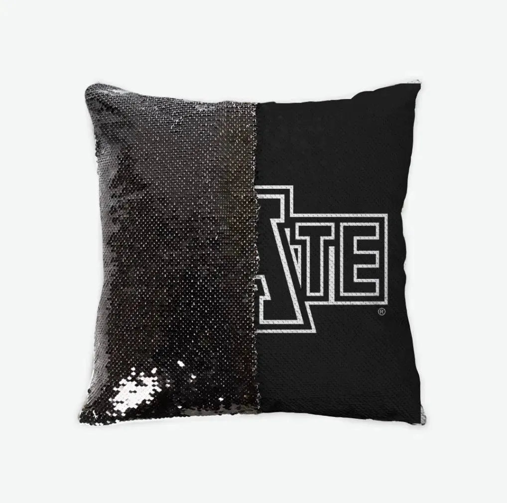Arkansas State University Sequin Pillow Cover - STATE Black Black Pillow Covers