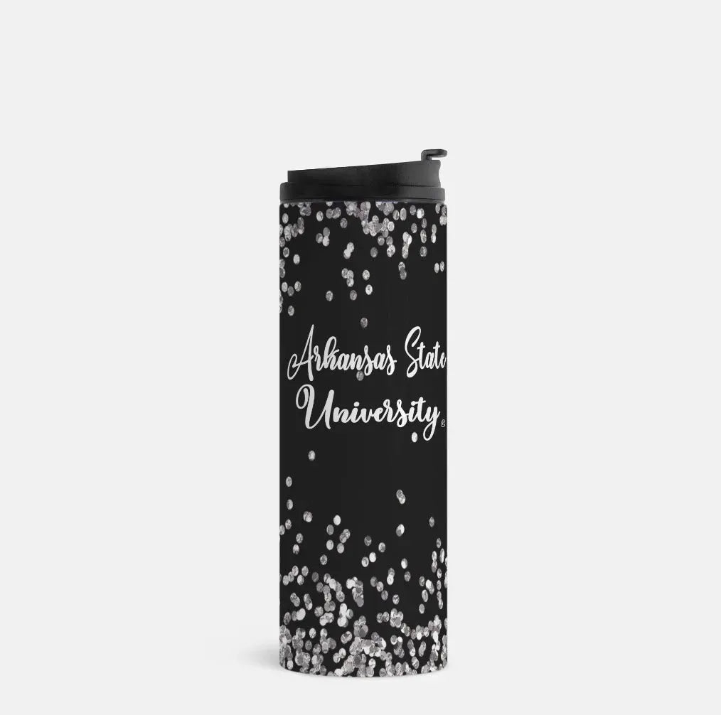 Arkansas State University Thermal Tumbler 16 oz. - Glitter Black Drinkware