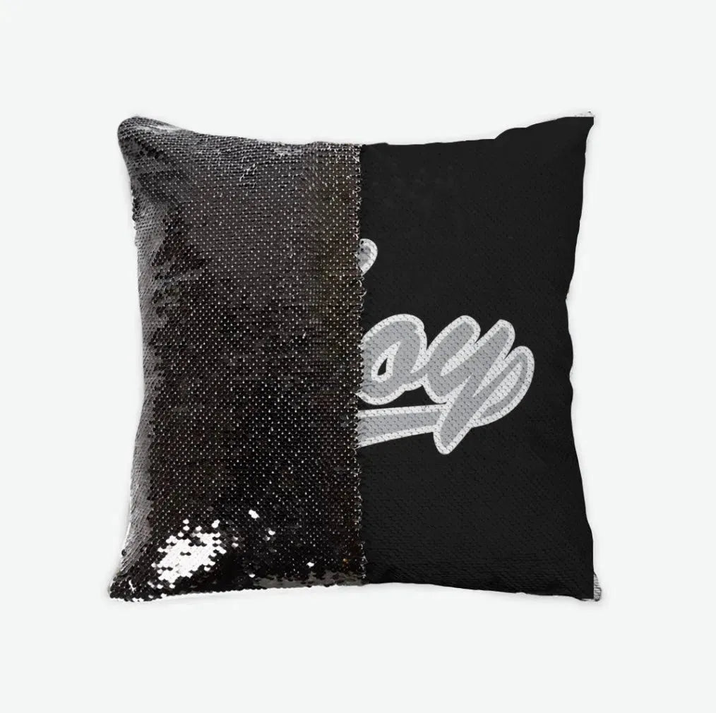 Troy University Sequin Pillow Cover Black Gray Black Pillow Covers