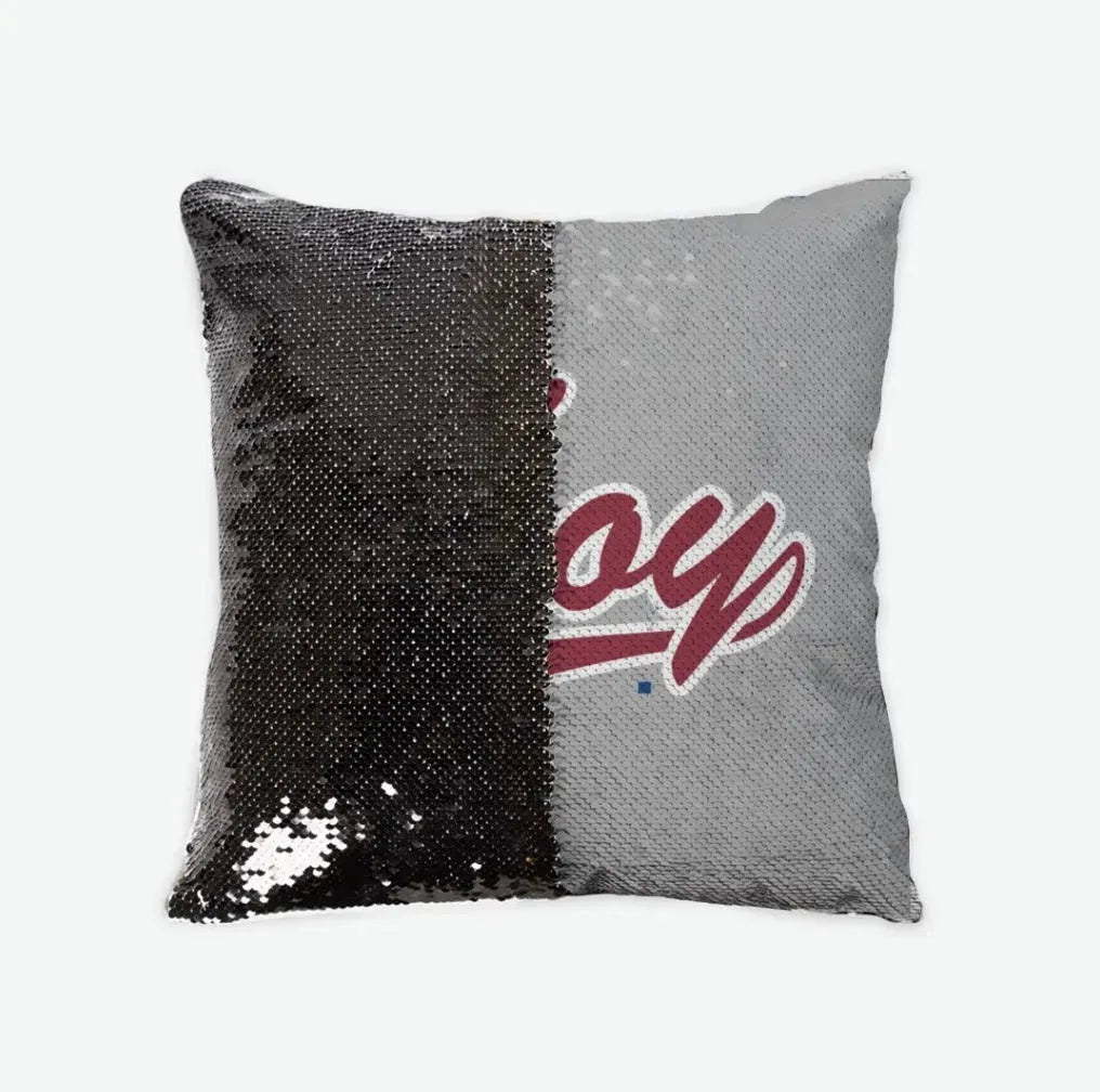 Troy University Sequin Pillow Cover Gray Cardinal Black Pillow Covers