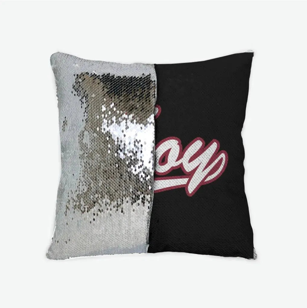 Troy University Sequin Pillow Cover Black Cardinal Silver Pillow Covers