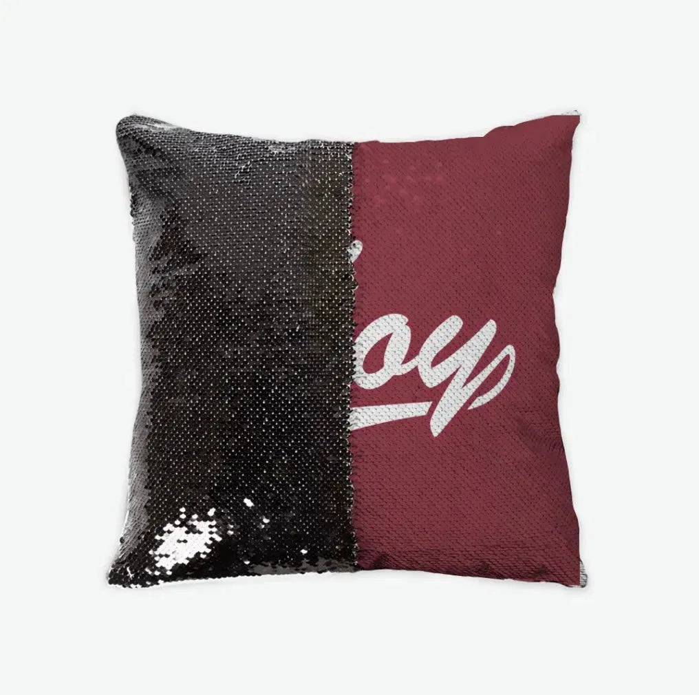 Troy University Sequin Pillow Cover Cardinal White Black Pillow Covers