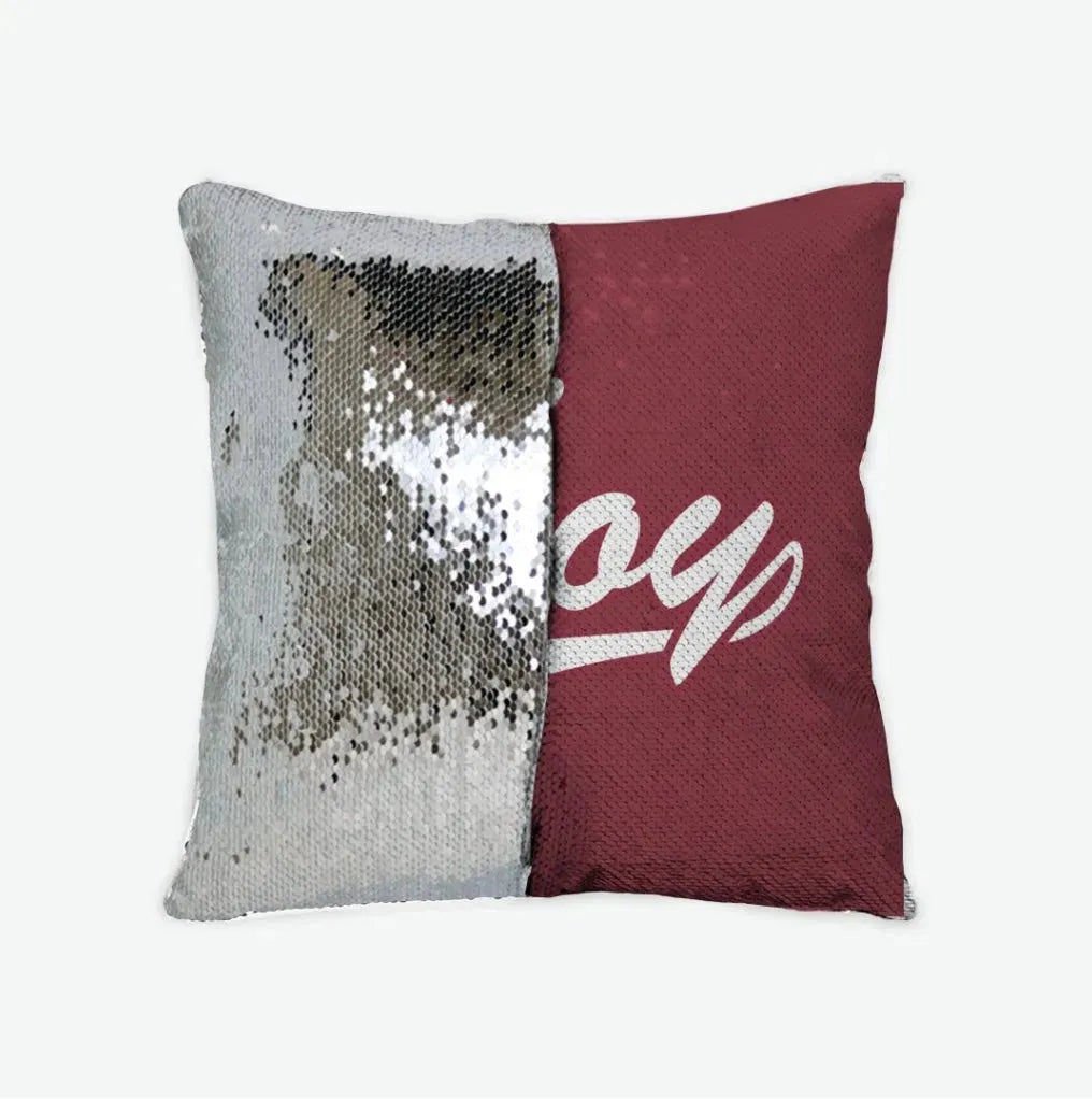 Troy University Sequin Pillow Cover Cardinal White Silver Pillow Covers