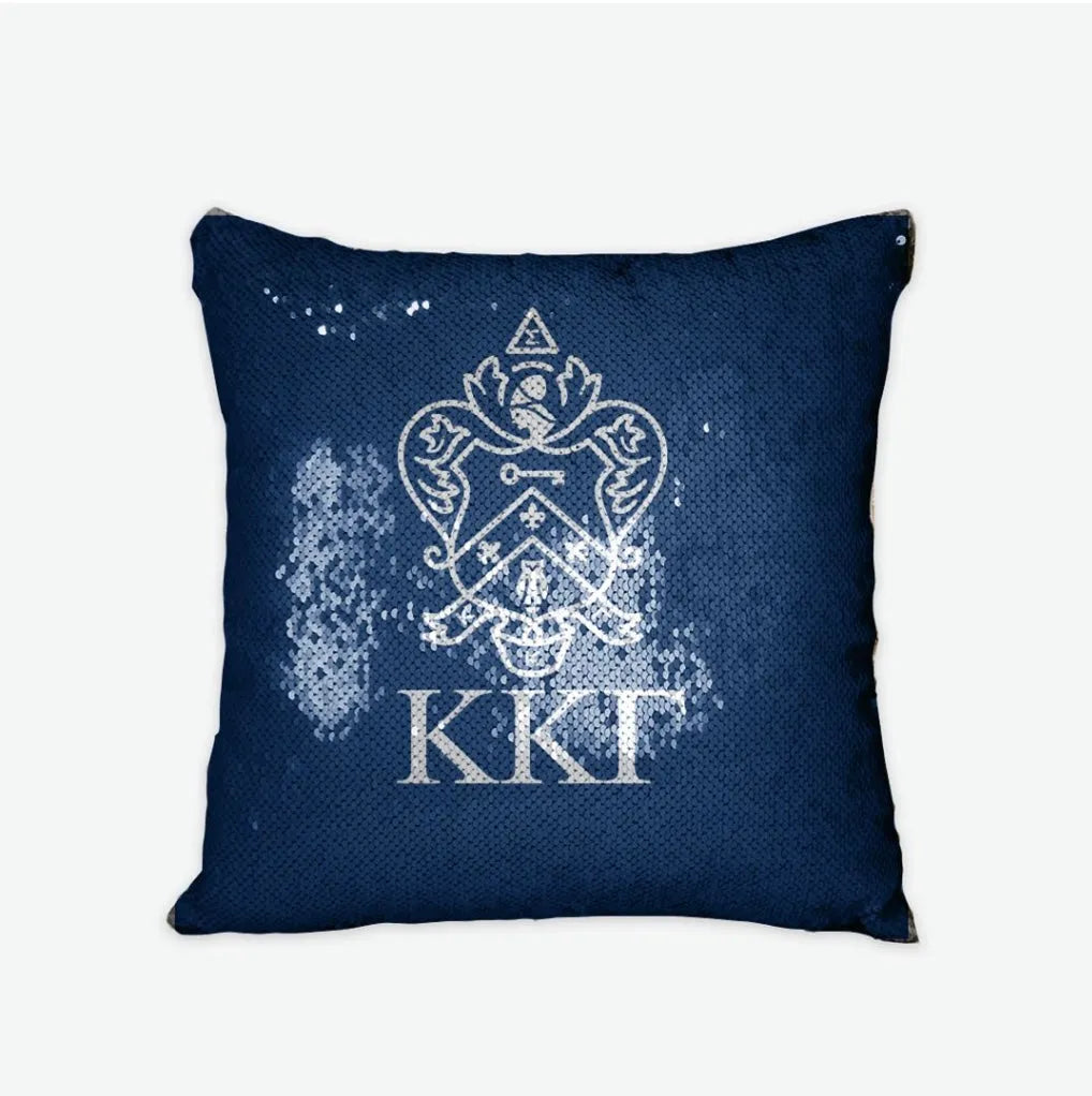 Kappa Kappa Gamma Coat of Arms Sequin Reversible Pillow Cover | Gifts and Merchandise | Festive Fit Home